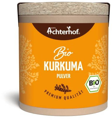 Kurkuma Pulver Bio 50g | fein gemahlene Kurkumawurzel | Bio-Qualität | ideal zur Zubereitung einer Goldenen Milch | vom Achterhof