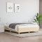 Tidyard Bettgestell Ehebett Polsterbett Schlafzimmerbett Stoffbett Bettgestell Bettrahmen mit Lattenrost Schlafzimmermöbel Creme 140x200 cm Stoff