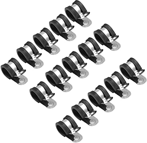 10mm Stainless Steel Cable Clamp, Durable Rubber Cushioned Metal Cable Clamps for Tube/Pipe or Wire Cord Installation 15PCS
