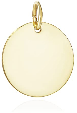 NKlaus collar colgante placa de grabado redondo 333 oro amarillo alto brillo 14mm talismán amuleto 11951