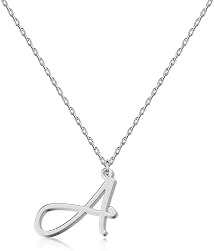 Personalisierte Initialien-Halskette A - Anpassbarer Monogramm-Schmuck für Damen, handgeschriebener Schriftzug-Buchstaben-Anhänger aus Edelstahl, Geschenkidee für Geburtstag, Weihnachten, Valentinstag