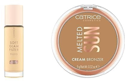 Catrice Soft Glam Filter Fluid, Basis, Nr. 010 (30ml) + Catrice Melted Sun Cream Bronzer, Nr. 020, Braun (9g) - Bundle