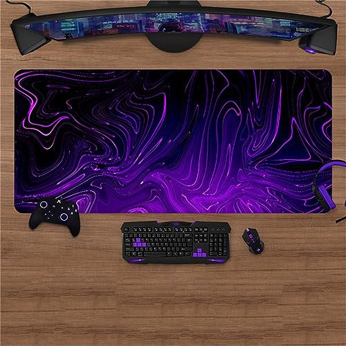Tapis de Souris Gaming XXL 1000x500x3mm,Tapis de Souris à Bords Cousus Grand,Base en Caoutchouc Antidérapante pour Joueur/Bureau/Bureau/Maison(Abstrait Texturé Violet)