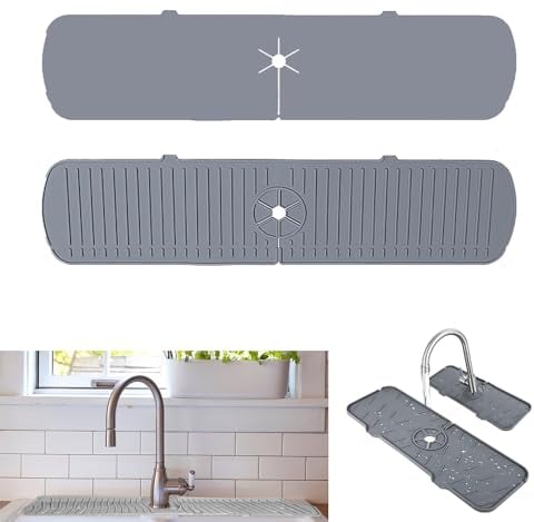 Funmo Protection anti-éclaboussures en silicone pour évier de cuisine, 61 x 14,8 cm, protection anti-éclaboussures, tapis de drainage pour cuisine, salle de bain, plan de travail pour protéger, tapis