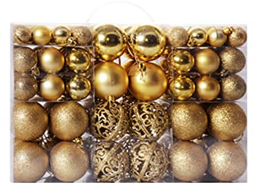 Christbaumkugeln Set Weihnachtskugeln Deko 100 Stück Weihnachtskugeln, bruchsichere Kugeln für die Weihnachtsbaumdekoration Weihnachtsbaumschmuck wiederverwendbar tragbar (Gold, One Size)