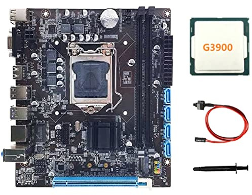 Seprendi H110 Computer-Motherboard unterstützt LGA1151 6/7 Generation CPU Dual-Channel DDR4RAM + G3900 CPU + Schaltkabel + Wärmeleitpaste