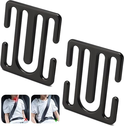 Sicherheitsgurt Einsteller 2 Stück, Zink Legierung Auto/LKW Sitze Universal Metall Sicherheitsgurt Lock Clips, Komfort Schultergurt Einsteller für Kinder (Schwarz)