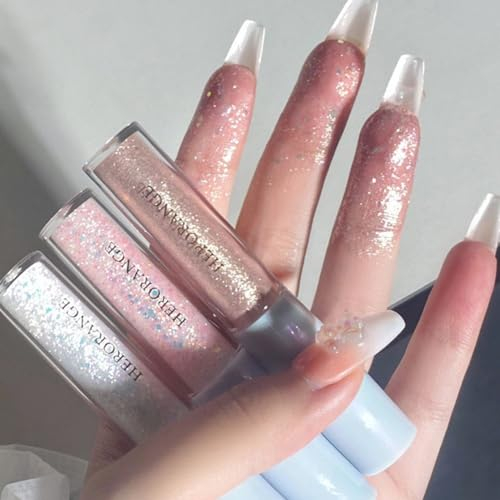 KARLOR Glitzer Lidschatten flüssig, 3 PCS Glitter Eyeshadow liquid Lidschatten glänzend Highlighter Diamond liquid Eyeshadow Champagner Silber rose shimmer shiny Perlglanz flüssig Augen Makeup Stick