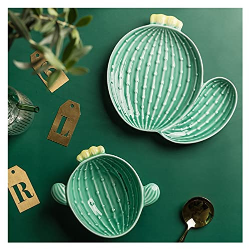 MYJ46DYSY Speiseteller Kreative Keramik Geschirr Pflanze Kaktus Nette Platte Frühstück Schüssel Haushalts Geschirr Snack Teller Obst Salat Platte Flachteller (Color : E)