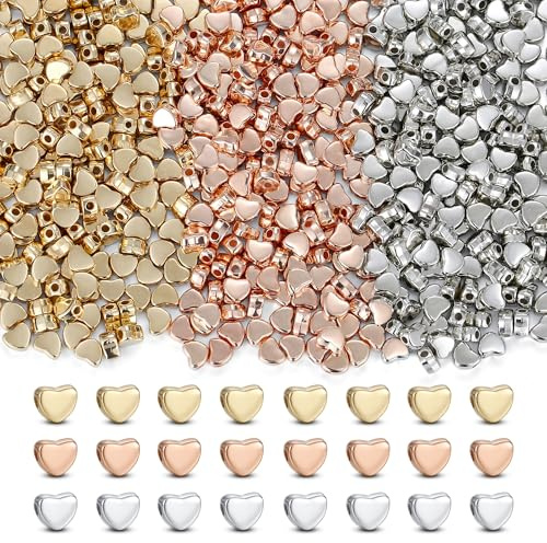 XIANNVXI 500PCS 6mm Heart Spacer Beads for Jewelry Making
