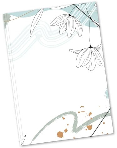 itenga große Zeichenmappe mit Motiv DIN A2 - Gummizugmappe Sammelmappe - für Kinder Jugendliche Schüler Mädchen Jungen Erwachsene (Blumenmuster mint - A2)