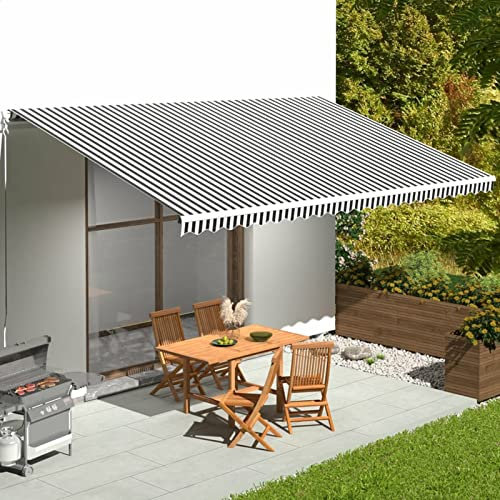 Gecheer Tessuto di Ricambio per Tenda da Sole Antracite e Bianco 6x3,5m,Tela per Tenda Esterno Sole,Tela per Tenda da Sole da,Balcone,Patio,Terrazzo,Giardino,Tela di Ricambio per Tenda da Sole