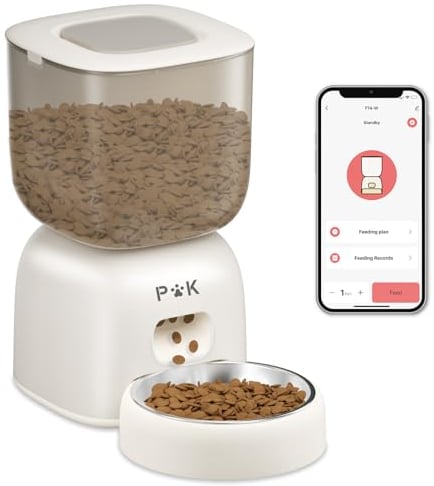 Puppy Kitty Mangeoire Automatique pour Chat, 2,4 G, WiFi, Distributeur de Nourriture pour Chats avec Enregistrement Vocal 10S, Bol en Acier Inoxydable 304, 1 à 10 Repas, 3 l