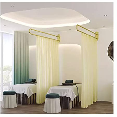 Raumteiler, halbtransparente Vorhänge, wandmontierte U-förmige Schienenstange, Trennvorhang für Schönheitssalons, Einkaufszentren, Salons und Lounges, Farbe: Gelb, Größe: 200