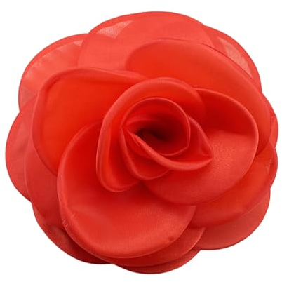 XCSJ Grande Fleur Broche, 19cm, Tissu Fleur Broche Pour Robes De Soirée Belle Fleur Broche Pince à Cheveux Pour Femme,Femme,Mariage,Fête, Banquet, Mode Vêtements Accessoires Fille Cadeaux (Rouge)