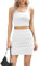Missufe Damen 2 Teiler Outfits Ärmelloses Crop Tank Top und Minirock Bleistiftrock Set Sommer Zweiteiliger Anzug (weiß, klein)