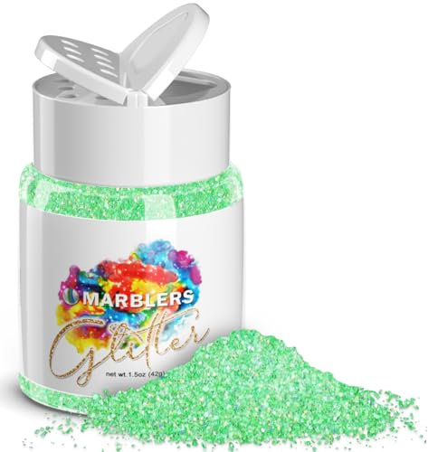 MARBLERS Holographic Glitter [Rainbow Green] 1.5oz (42g) | Fine | Non-Toxic, Vegan, Cruelty-Free | Face, Body, Eyeshadow, Hair, Festival, Party Makeup | Nail Art, Polish | Resin, Tumbler, Slime, Craft