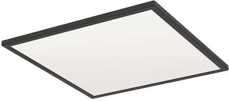 EGLO LED Deckenleuchte Rovito, runde Badezimmer Deckenlampe | mit Fernbedienung, Badlampe Decke aus Kunststoff in Schwarz und Weiß, Deckenbeleuchtung warmweiß-kaltweiß, IP44, 50x50 cm
