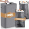 DIDAINT 100L Cubo de Basura Cocina, Botellas de Depósito con Tapa, Contenedores de Reciclaje Botellas de Depósito con 2 Bolsas de Transporte, Gris