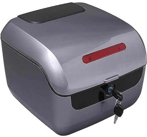 DMMFTERL Universal-Topcase für Motorräder, Topcase für Motorräder, Gepäckbox für Roller, Gepäckbox für Helmkoffer, mit Befestigungsteilen, für Roller/Motorrad/Fahrrad (Grau)