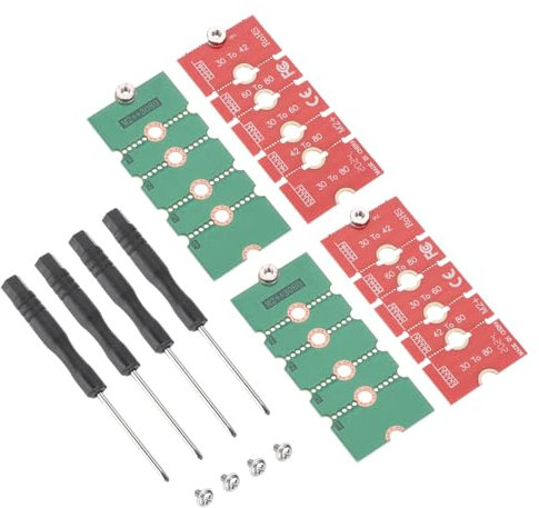 sourcing map 2Pcs M2+ M.2 NGFF/NVME Length Extend Adapter 2230, 2242, 2260, 2280 Multipurpose SSD Extension Bracket Card Plate PCB Board for PC Computer Case Red Green
