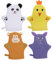 Lot de 4 gants de toilette pour bébé adorables animaux exfoliants pour le corps avec ours poussin singe et souris pour le bain et la douche des tout-petits