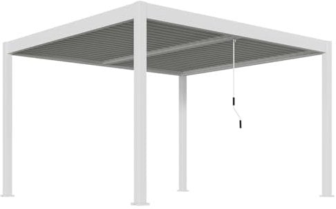 Green Spirit Lamellendach Pergola Oasis Deluxe 3,6x4 - Weiß, Aluminium, 360x400x256 cm - Lamellen Pavillon, Garten Terrassen Überdachung