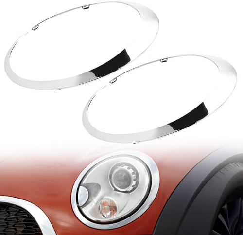 1 Paar Scheinwerfer Zierring Ersatz für Mini R55 R56 R57 R58 R59 2007-2015 51137149906, 51 13 7 149 906 Headlight Trim Silber