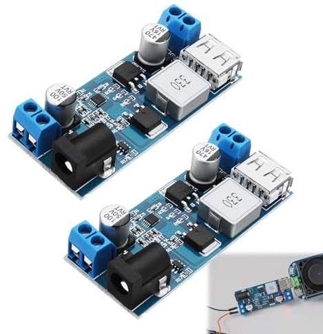 2Pcs 24v/12v to 5v Converter, 5A Power Buck Converter, 12V to 5V DC-DC Power Down Module, High Efficiency Voltage Regulator for DIY Electronic Projects, Wide Compatibility Efficient-Power Conversion