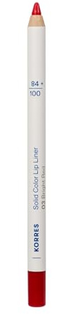 KORRES Solid Color Lip Liner Bright Red 03, Red Lip Liner for Contouring & Filling, Intense Colour, Silicone and Paraben Free, 1.2 g