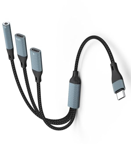 KAHDGSS Cable adaptador tipo C 3 en 1 USB a USB de 3,5 mm, sonido PD60W, carga rápida, datos OTG para portátiles y teléfonos, cable C OTG