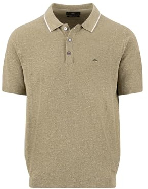 FYNCH-HATTON Strickpoloshirt aus Baumwoll-Leinen-Mix mit Kontrastkragen