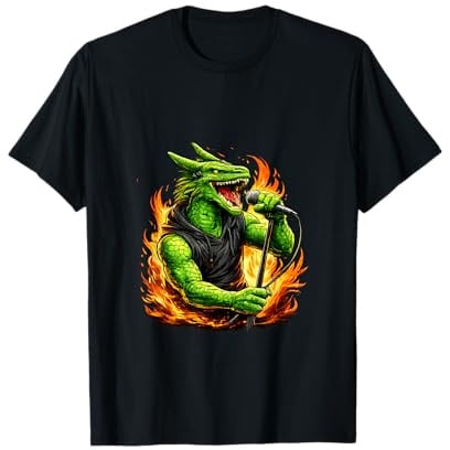 Distressed Fire Breathing Rock Band Dragon Lead Singer T-Shirt