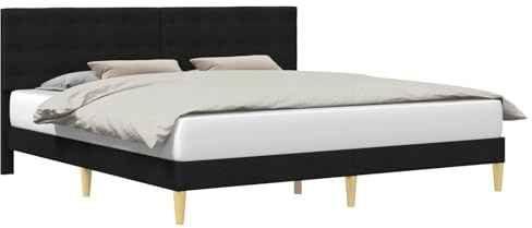 vidaXL Bettrahmen mit Kopfteil Schwarz 180 x 200 cm Stoff, Bezahlbarer, rechteckiger Bettrahmen mit Sperrholz-Kopfteil, ideal für Dein minimalistisches Schlafzimmer