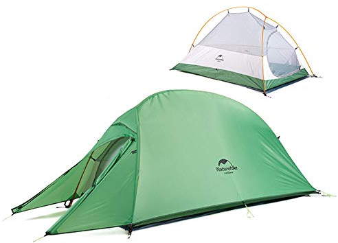 Naturehike Cloud-up 1 Ultraleichtes Campingzelt für 1 Person - Wasserdichtes Doppelschicht Backpackingzelt 4 Seasons(Grün)