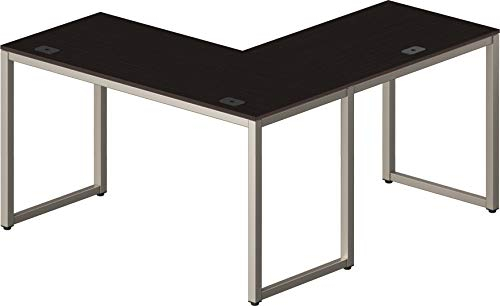 SHW Home Office 55x60 Großer L-förmiger Eckschreibtisch, Espresso