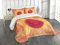 ABAKUHAUS japanisch Tagesdecke Set, Ninjas Vintage Sonnenuntergang, Set mit Kissenbezügen Sommerdecke, für Doppelbetten 220 x 220 cm, Senf und Lila