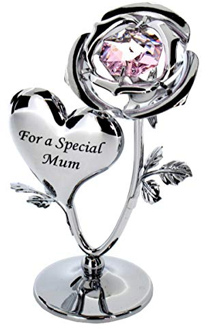 Crystocraft Crystal Ornement Coffret cadeau fabriqué avec des cristaux Swarovski, strass rose et inscription « For a special Mum »
