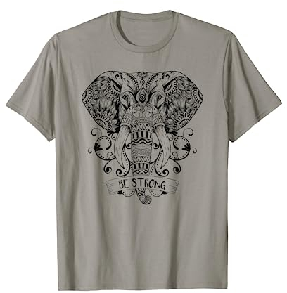 Elefant Yoga Elefanten Motiv Mandala Ganesha Chakra Tribal Grau Damen T-Shirt S