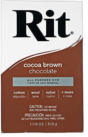 Craft County Tinte en polvo concentrado multiusos Amplia selección de colores El paquete muestra el color aproximado en 100% algodón blanco (marrón cacao)