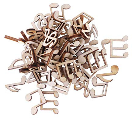 peiyee 200pcs Holzscheiben Holz Musiknote, Lasergeschnittenes Dekor für Musiknoten, Deko Holzknöpfe Verzierung, DIY Handwerk Verzierungen Mini Noten & Notenschlüssel