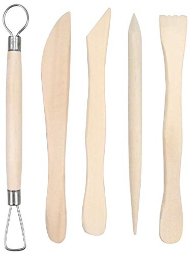 Kissral 6 Pezzi Strumento per Modellare l’Argilla, Di Iegno Ceramica Strumento Graver Kit Strumenti per Scultura Utensili da Vasaio Accessori per Modellare per Professionisti o Principianti