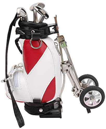 VGEBY Ensemble de Stylo de Golf, Mini Stylo de Golf de Bureau de Golf avec 3 pièces en Alliage de Zinc Stylo à Bille de Golf Sac de Golf Porte-Crayon pour Go Memories(Rouge)