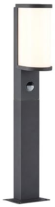 Lucande LED Außenleuchte Jokum mit Bewegungsmelder (spritzwassergeschützt (Modern) in Alu aus Aluminium (1 flammig,) - Wegeleuchte Pollerleuchte Wegelampe Sockelleuchte