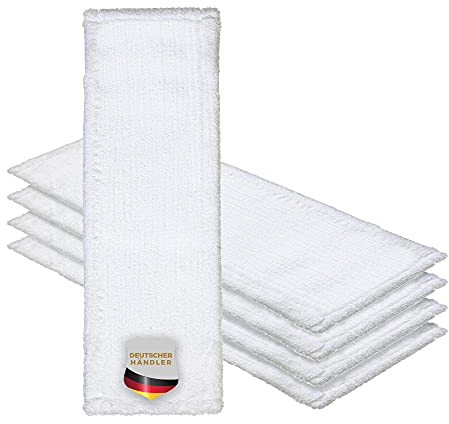 Okaei 5 Stück Wischmopp Bezug (60 cm) - Premium Bodenwischer-Wischbezug aus 100% Microfaser - Wischer-Bezug für Gründliche Reinigung von Glatten & Leicht Unebenen Böden - Mikrofaser Moppbezug Weiß
