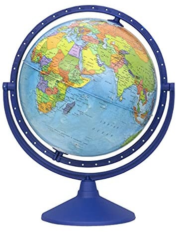 Exerz 30cm Globus Bildung Drehbarer - Alle Richtungen 360° drehbar - Englische Karte -Schülerglobus Pädagogische/geografische/moderne Schreibtischdekoration - Durchmesser 30cm