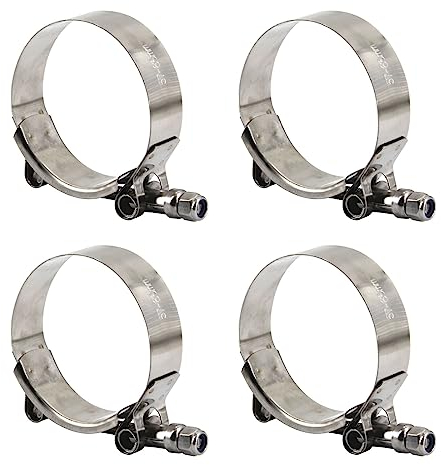 76-84mm 304 Stainless Steel T Bolt Hose Clamp Heavy Duty Pipe Clamps (4 Pieces)
