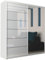 MN Furniture Amsterdem High Gloss and Mirror Sliding Double Door Wardrobe 150cm 180cm (White, 150cm)