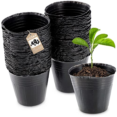 KADAX Blumentopf für Setzlinge, runde Anzuchttöpfe aus Kunststoff, Anzuchttopf, Saattöpfe anzucht, Blumentöpfe für Sämlinge, Plastiktopf (∅ 6cm, 100 Stück, Schwarz)