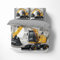 FEBE 3D Bettwäsche Bagger Bettbezug-Set 135x200 + Kissenbezug 80x80 cm Wendebettwäsche 2 Teilig mit Reißveschluss